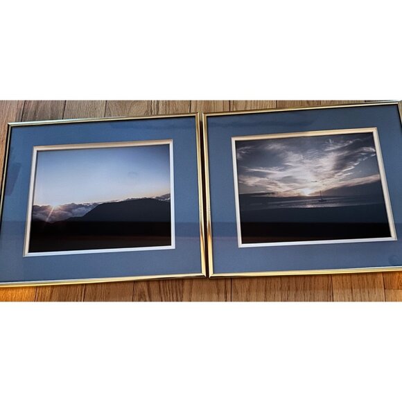 Framed Nautical Y2K Photography Prints With Gold-Toned Metal Frames & Blue Matte - Picture 2 of 16